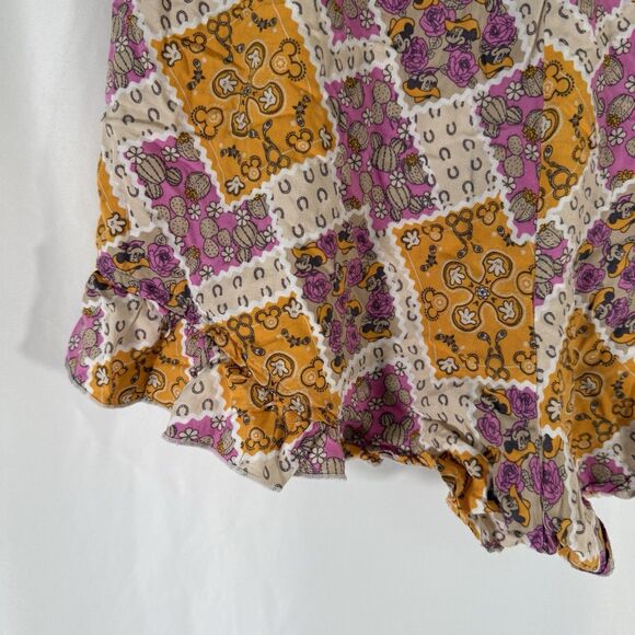 Disney Minnie Mouse Pajama Shorts Women's Medium Yellow Purple Western Rayon - Picture 9 of 9